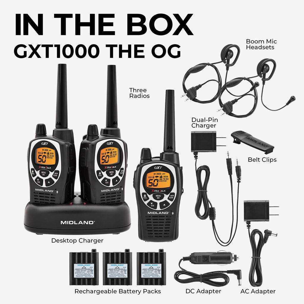 GXT1000 GMRS Walkie Talkie 3 Pack - GXT1000X3VP4
