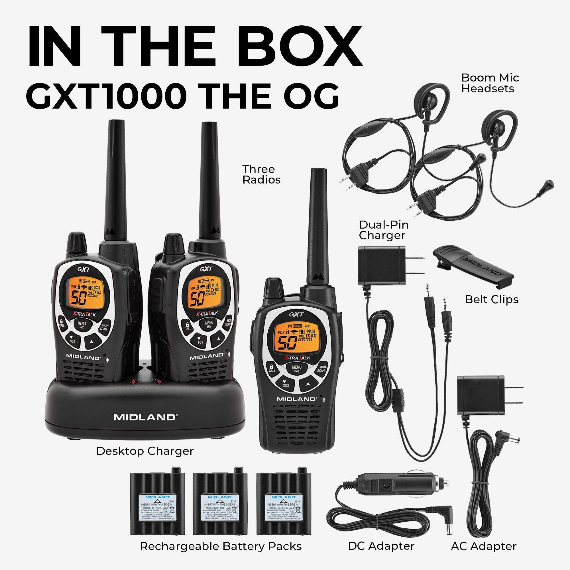 GXT1000 GMRS Walkie Talkie 3 Pack - GXT1000X3VP4
